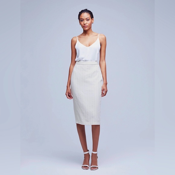 L'AGENCE Dresses & Skirts - NWT L’Agence Julie Cream Gold Pinstripe Pencil Skirt 8 Work Office Contemporary